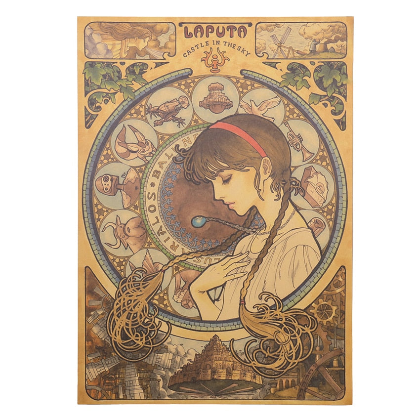 Laputa Castle in the Sky Art Nouveau Poster 20x14in (51x36cm