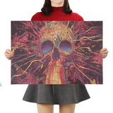Colorful Skull Head Retro Poster 50.5X35cm