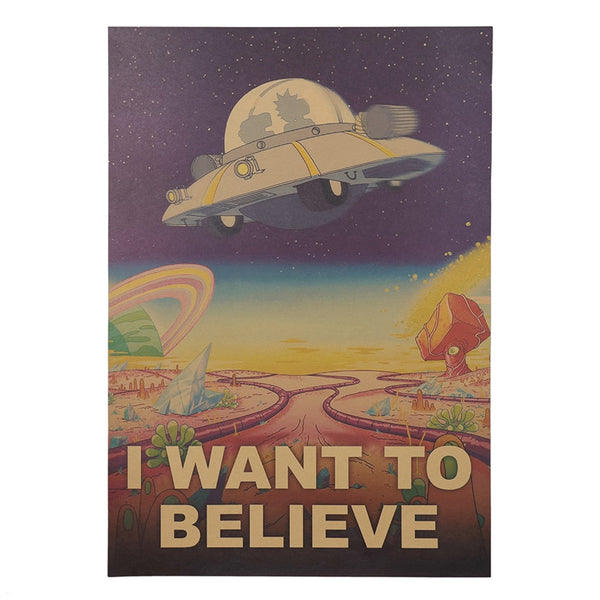 Rick and Morty We Want to Believe Vintage Poster