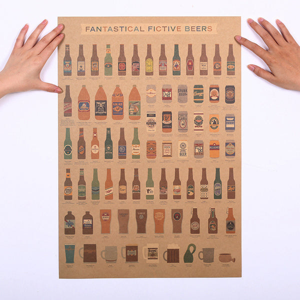 LARGE Fantastical Fictive Beers Vintage Poster Print