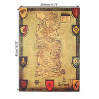 Game of Thrones Westeros House Map 42X36cm