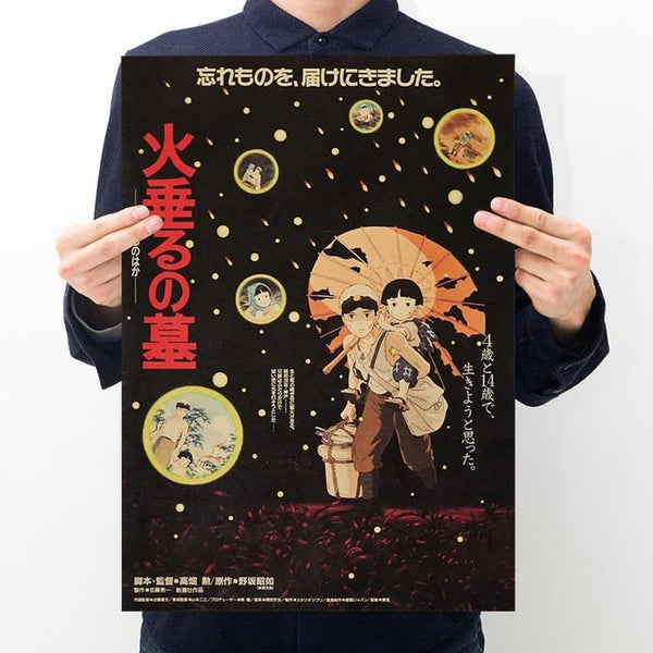  Grave of the Fireflies Poster Vintage Look Tin Metal
