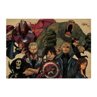 LARGE One Piece Marvel Crossover Poster Print