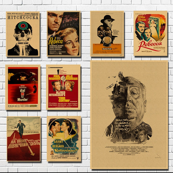 Various Alfred Hitchcock Retro Film Movie Poster Prints